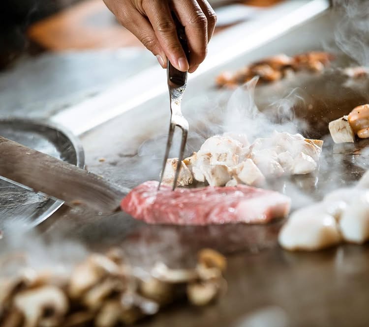 Chef preparing Wagyu beef